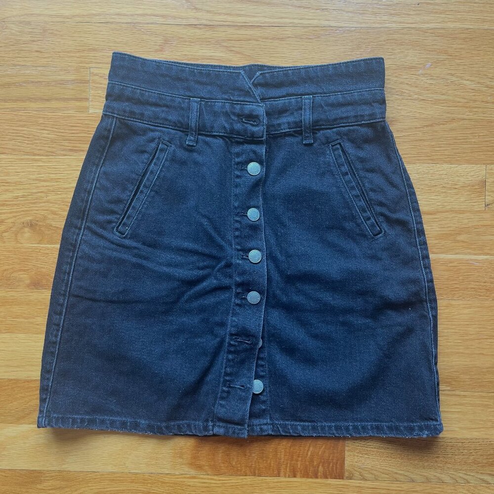 Black Denim Mini Skirt